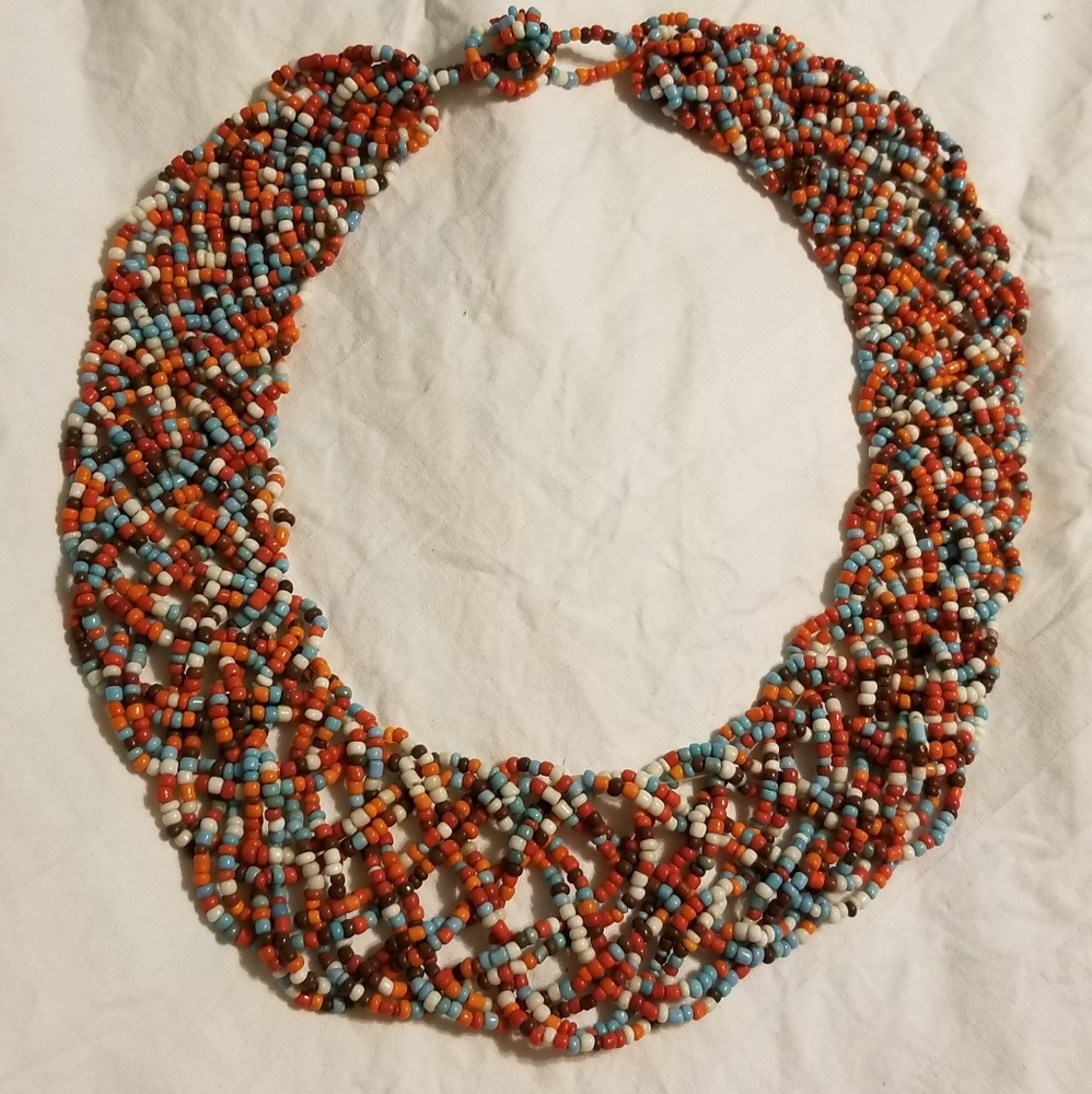 Braided Bead Statement Necklace - image 1